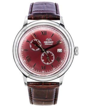 Orient Bambino GMT Version 8 nahkahihna, punainen kellotaulu, automaattinen RA-AK0705R10B miesten kello