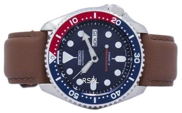 Seiko automaattinen Diver suhde ruskea nahka SKX009J1 LS12 200M Miesten Watch