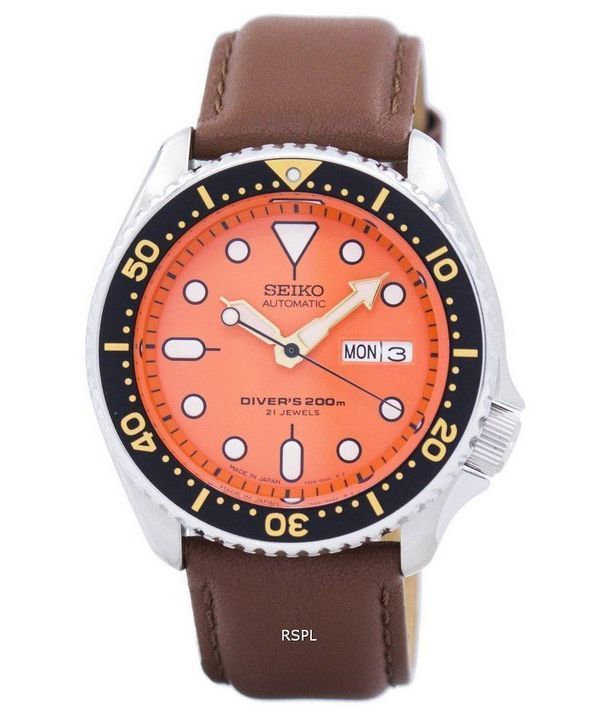 Seiko automaattinen Diver suhde ruskea nahka SKX011J1 LS12 200M Miesten Watch