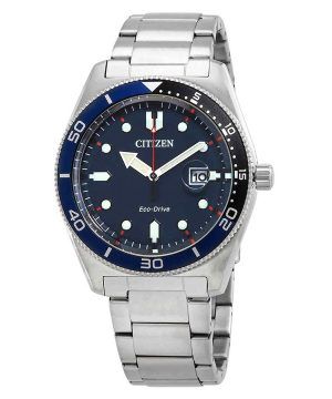 Citizen Eco-Drive ruostumattomasta teräksestä valmistettu sininen kellotaulu AW1761-89L 100M miesten kello