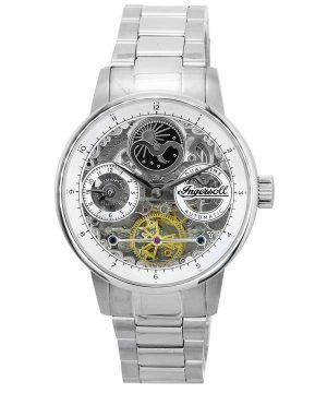 Ingersoll The Jazz Sun and Moon Phase ruostumattomasta teräksestä valmistettu luuranko hopea kellotaulu I07703 miesten kello