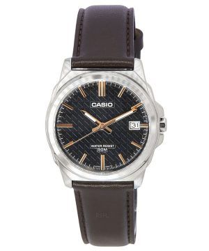 Casio Standard analoginen ruskea nahkaranneke musta kellotaulu kvartsi MTP-E720L-5A miesten kello