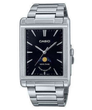 Casio Standard Analog Moon Phase ruostumaton teräs musta kellotaulu kvartsi MTP-M105D-1A miesten kello