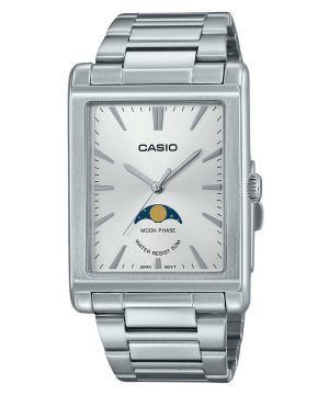 Casio Standard Analog Moon Phase ruostumaton teräs hopea kellotaulu kvartsi MTP-M105D-7A miesten kello