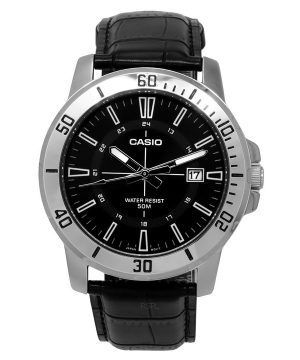 Casio Standard analoginen musta nahkaranneke musta kellotaulu kvartsi MTP-VD01L-1C miesten kello