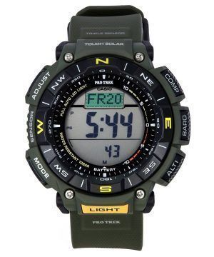 Casio Pro Trek digitaalinen vihreä biopohjainen hartsihihna, kestävä aurinko PRG-340-3 100M miesten kello