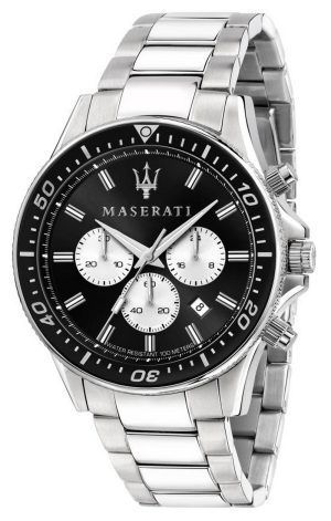 Maserati Sfida Chronograph Musta kellotaulu ruostumattomasta teräksestä kvartsi R8873640004 100M miesten kello