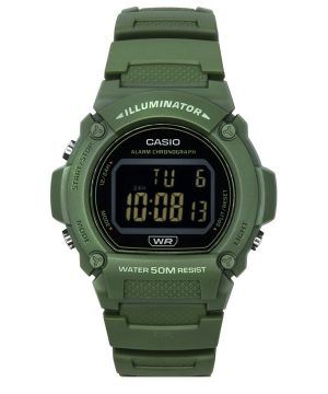 Casio Standard Illuminator digitaalinen vihreä hartsihihna kvartsi W-219HC-3B miesten kello
