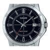 Casio Standard Analoginen ruostumattomasta teräksestä valmistettu musta kellotaulu kvartsi MTP-V004D-1C miesten kello