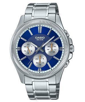 Casio Enticer analoginen ruostumattomasta teräksestä valmistettu sininen kellotaulu kvartsi MTP-1375D-2A1 miesten kello