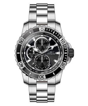 Invicta Pro Diver Scuba GMT ruostumattomasta teräksestä valmistettu musta kellotaulu kvartsi 45745 100M miesten kello