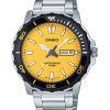 Casio Standard Analoginen ruostumattomasta teräksestä valmistettu keltainen kellotaulu kvartsi MTD-125D-9AV 100M miesten kello