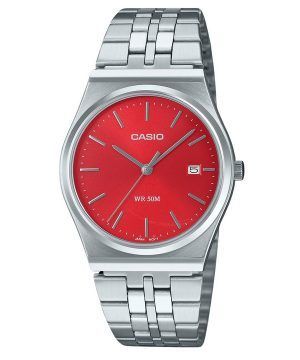 Casio Standard analoginen ruostumattomasta teräksestä valmistettu punainen kellotaulu kvartsi MTP-B145D-4A2V Unisex kello