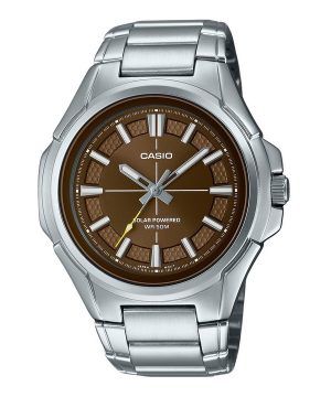 Casio Standard Analoginen ruostumattomasta teräksestä valmistettu ruskea kellotaulu aurinkopaneeli MTP-RS100D-5AV miesten kello