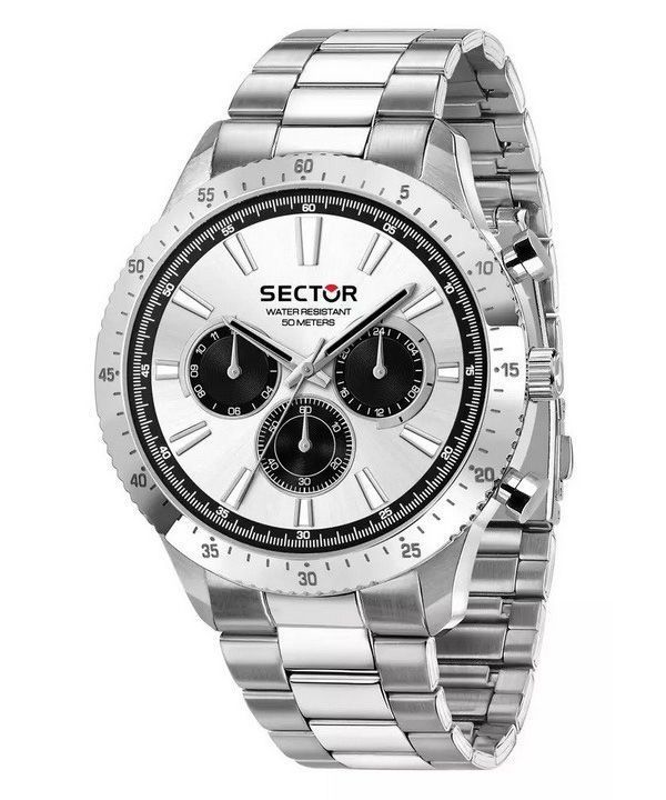 Sector 270 monitoiminen ruostumattomasta teräksestä valmistettu valkoinen kellotaulu kvartsi R3253578027 miesten kello