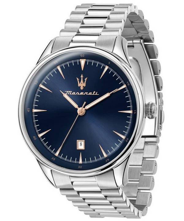Maserati Tradizione ruostumattomasta teräksestä valmistettu sininen kellotaulu kvartsi R8853146002 100M miesten kello