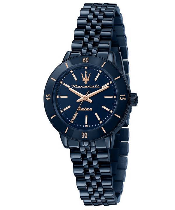 Maserati ruostumattomasta teräksestä valmistettu sininen kellotaulu Solar R8853149501 naisten kello