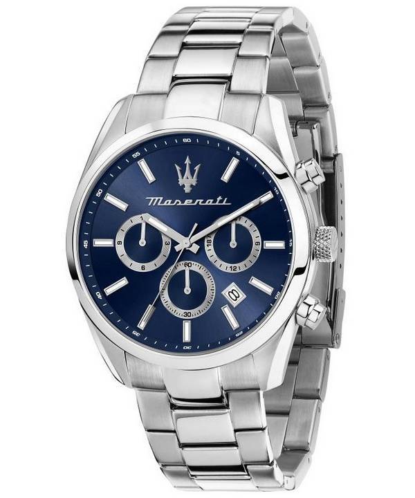 Maserati Attrazione Chronograph ruostumaton teräs sininen kellotaulu kvartsi R8853151005 miesten kello