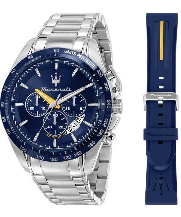 Maserati Modena Edition Chronograph ruostumaton teräs sininen kellotaulu kvartsi R8871612039 100M miesten kellon lahjasetti