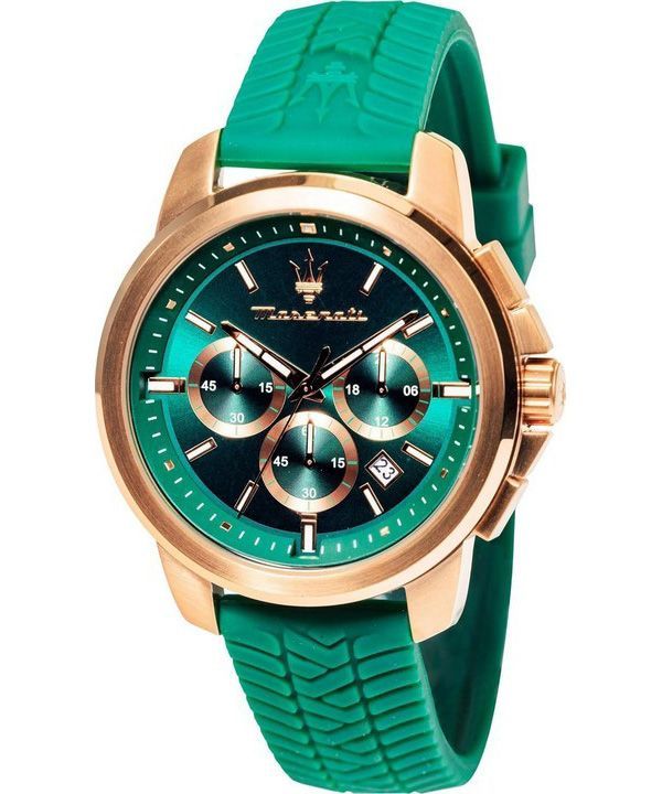 Maserati Successo Lifestyle Chronograph kumihihna vihreä kellotaulu kvartsi R8871621038 miesten kello