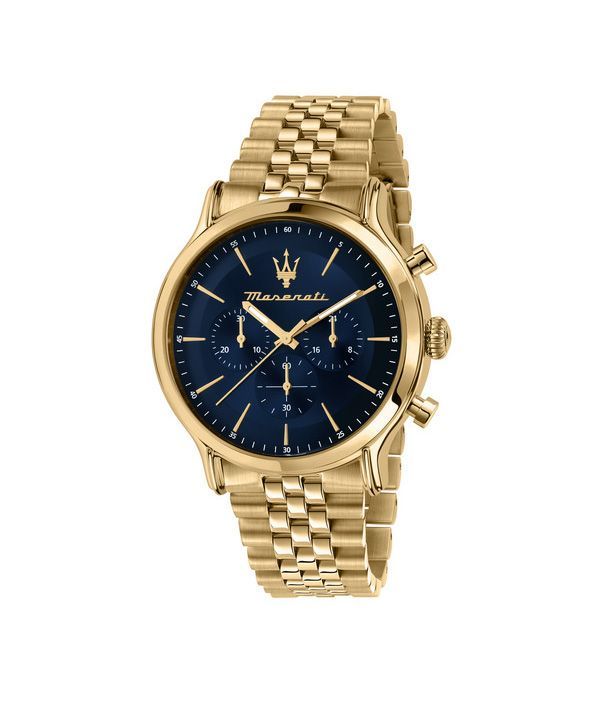 Maserati Epoca Limited Edition Chronograph kultasävyinen ruostumaton sininen kellotaulu kvartsi R8873618031 100M miesten kello