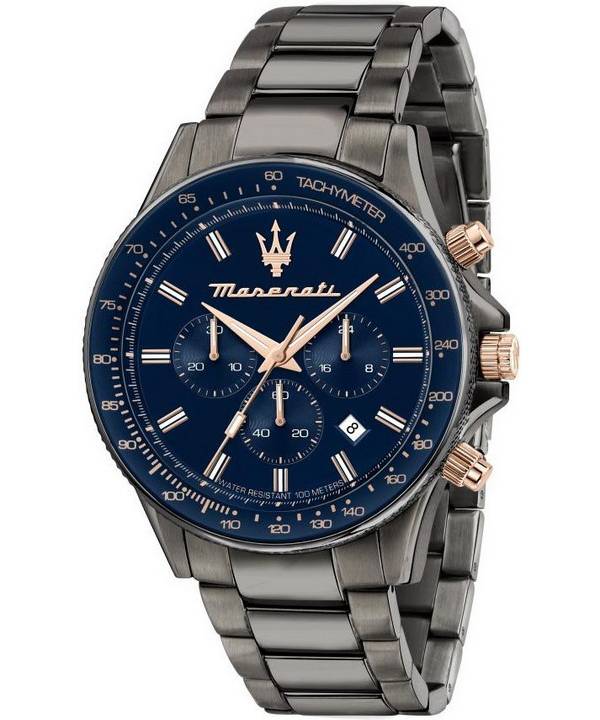Maserati Sfida Chronograph ruostumaton teräs sininen kellotaulu kvartsi R8873640001 100M miesten kello