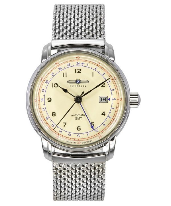 Zeppelin LZ 126 Los Angeles GMT ruostumattomasta teräksestä beige kellotaulu automaattinen 7668M5 miesten kello