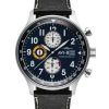 AVI-8 Hawker Hurricane Classic Chronograph Midnight musta nahkahihna, sininen kellotaulu kvartsi AV-4011-0I miesten kello