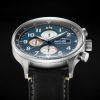 AVI-8 Hawker Hurricane Classic Chronograph Midnight musta nahkahihna, sininen kellotaulu kvartsi AV-4011-0I miesten kello